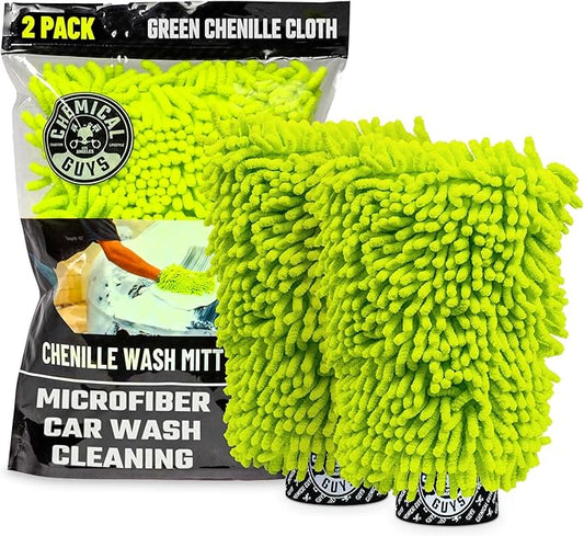Chemical Guys MIC49302 Chenille Premium Scratch-Free Microfiber Wash Mitt, Lime Green, 9.6" x 2.3" x 7" (Pack of 24)