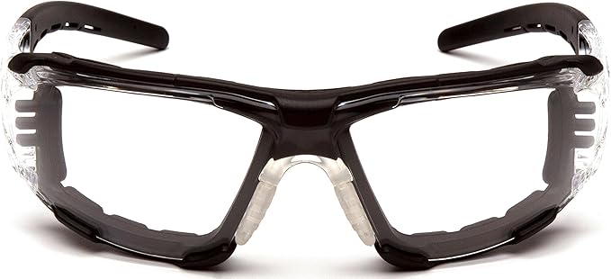 Pyramex Safety Fyxate Safety Glasses, Clear H2MAX Anti-Fog Lens with Foam Padding