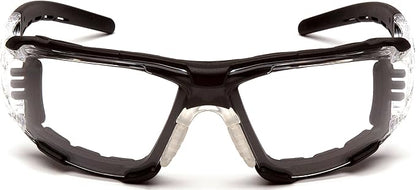 Pyramex Safety Fyxate Safety Glasses, Clear H2MAX Anti-Fog Lens with Foam Padding