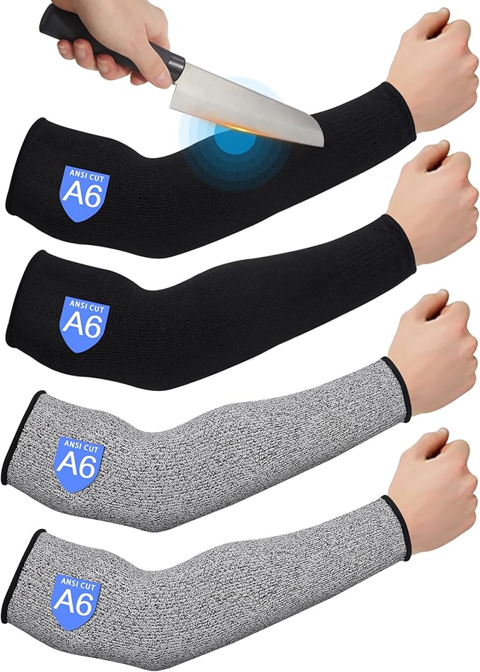 Geyoga 2 Pairs Arm Sleeves Guards Cut Resistant ANSI A6 Arm Protectors for Thin Skin and Bruising Garden Work Protective Sleeves for Farmer Gardening Men Women