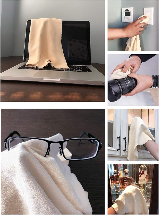 Chamois Drying Cloth Car Drying Towel Real Leather Super Absorbent Fast Drying Natural Chamois Car Wash Cloth Accessory (7.25 SQ FT in Total)
