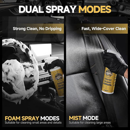 Deep Clean Interior Car Cleaner Kit for Tesla, 2-in-1 Foam & Mist Modes Car Upholstery Cleaner for BMW Accessories All Surface 16 Fl Oz Cleaning Kit Interior for Mercedes Benz Car Accessories