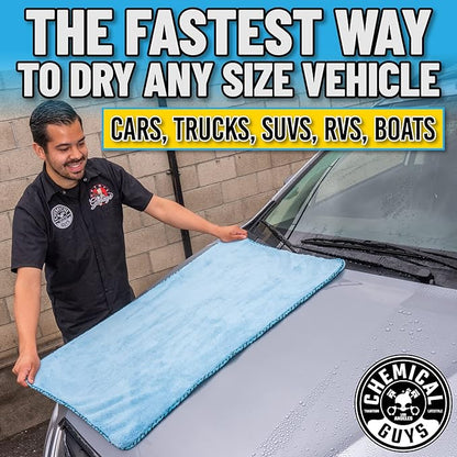 Chemical Guys Woolly Mammoth Large Microfiber Drying Towel - 36 x 25 Inch Blue, Ultra Plush Super Absorbent Car Drying Towel for Cars, Trucks, SUVs, Motorcycles, RVs, and Auto Detailing