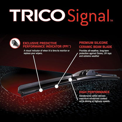 TRICO Signal Premium Silicone 15” + 15” Automotive Replacement Windshield Wipers Beam Blades with Exclusive Predictive Performance Indicator and 3X Longer Life for Select Vehicle Models, 2 Pack