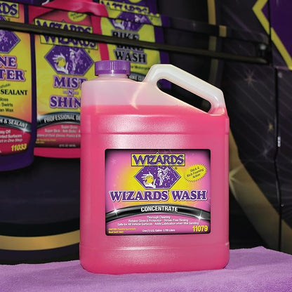 Wizards Car Wash - Super Concentrated Car Wash Soap - No Salt Biodegradable Car Wash Soap With Thick Foam - Exterior Care Products For Marine Use - Foam Cannon Soap For Car Washing Supplies - 1 Gallon