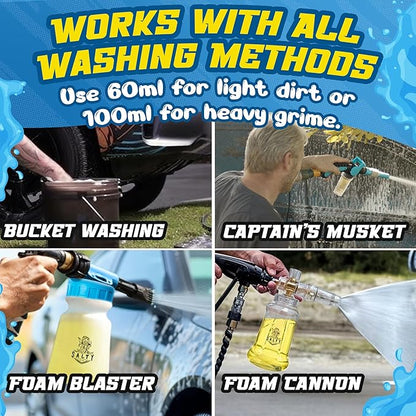 Salty Captain Car Wash Soap 33.8oz – High-Foaming Car Shampoo for Foam Cannons, Guns or Bucket Washes – Anti-Rust Protection & Safe on All Surfaces – Premium Lab Tested Quality