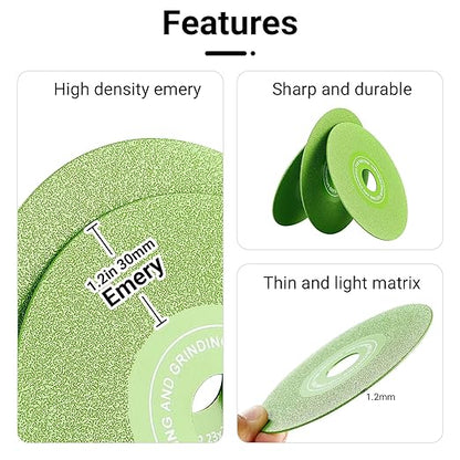 LOZLIN 3PCS 4.5"(115 * 22.23mm) Diamond Grinding & Cutting Discs - Flat Angle Grinder Blades with 7/8" Arbor for Marble/Quartz/Ceramic/Glass