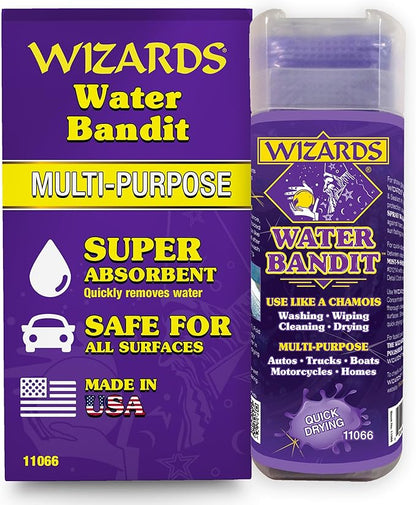 Wizards Water Bandit - Multi Purpose Synthetic Drying Chamois for Autos, Trucks, Boats, Motorcycles, and Homes - Machine Washable Car Drying Towel - King Sized Chamois Cloth For Car - 27 x17 Inches