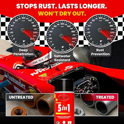 5-in-1 Industrial Lubricant Spray, Moisture Displacer, Deep Penetrant, Rust Blocker, Long Lasting Lubricant, Safe for Live Circuits, Tools & Machinery (Pack of 1)