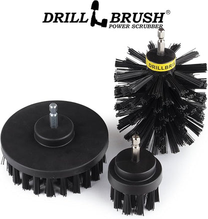 BBQ Scrubbing Brush Set - Electric Spin Scrubber Grill Accessories - Grill Brush Cleaning Kit with Extension - Outdoor Cleaning Supplies - Industrial Scrubbing - Driveway Cleaner