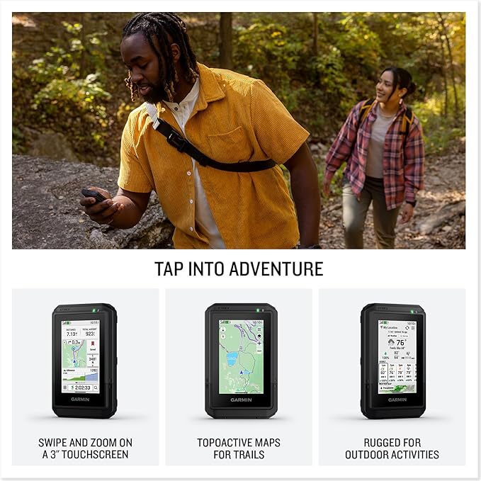 Garmin eTrex® Touch, Rugged, Easy-to-Use GPS Handheld Navigator, Color Touchscreen, Preloaded Maps with Routable Trails and Roads, Long Battery Life for Hiking and All Outdoor Activities