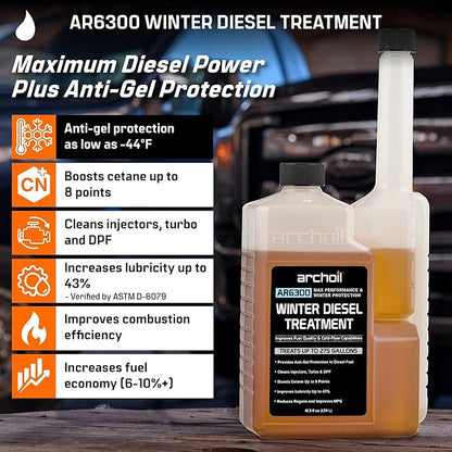 Archoil AR6300 Winter Diesel Treatment - Two Pack - Includes Anti-Gel Protection - Additive for All Diesel Vehicles