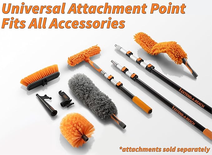 5-18 ft Window Washer Squeegee Kit with Extension Pole (24+ Foot Reach) // Long Handle Squeegee for Window Cleaning & Car Cleaning Multi-Use//Telescopic Professional Window Cleaning Squeegee for Home
