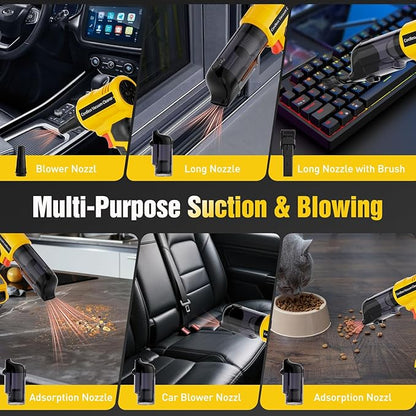 3 in 1 Cordless Handheld Vacuum Compatible with Dewalt 20V Battery, 22000Pa Suction Car Vacuum Portable for Quick Cleanups in Vehicles,Workshops,Homes and Offices(No Battery)