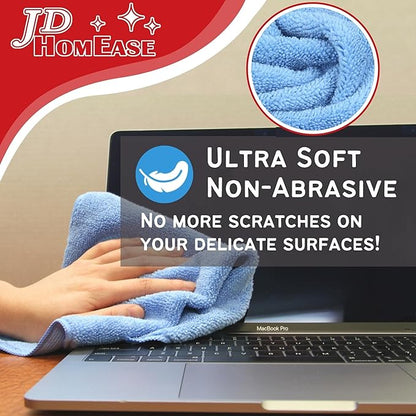Microfiber Cleaning Cloths,12 Pack, 16"x16", All-Purpose, Softer, Highly Absorbent, Lint-Free, Reusable, Washable Pro Towels, Green, for House, Kitchen, Bathroom, Car, Office