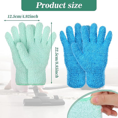 LXUEJIE 2 Pairs Microfiber Dusting Gloves, Reusable Plant Dusting Gloves Washable Mittens Cleaning Glove Microfiber Dusters for House Furniture Blinds Kitchen Plants(Blue, Royal Blue)