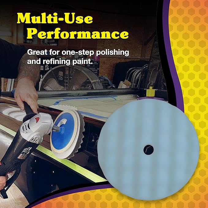 Wizards Ultra Buffing Pad - Removes Swirls and Provides a Smooth Finish - Soft Density US Foam with Recessed Back Grip Hold - Works with All Swirl Removing Auto Detailing Supplies - ‎8" x 1.5"