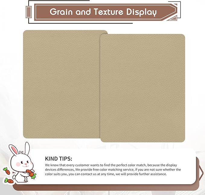 KING MOUNTAIN Leather Repair Patch,2 Packs 9 x 11 Inches self Adhesive Leather Repair Tape for Damaged Leather Furniture, Sofa Seating,Car Seats, Leather Goods（Medium Beige）