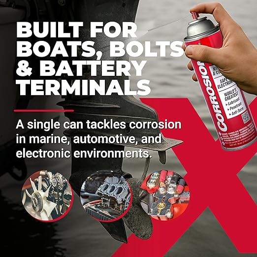 CorrosionX Rust Inhibitor, Industrial-Strength Dielectric Corrosion Prevention, Lubricant & Penetrant for Marine, Automotive, Electronics & RV Use, Protects Bolts, Cables, Engines, Parts, 1 Gallon
