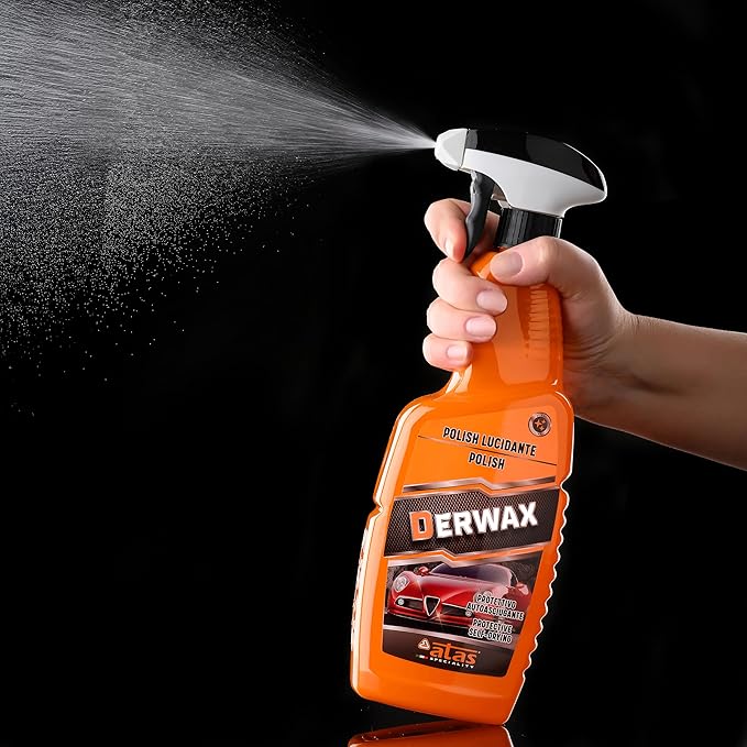 DERWAX Spray Car Wax Polish (25.4 fl oz) – Quick Detailer Spray Wax for Cars, Polymer Car Wax Spray for Paint & Plastic, No Streaks, Made in Italy