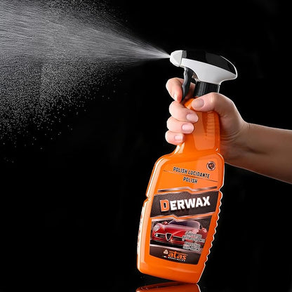 DERWAX Spray Car Wax Polish (25.4 fl oz) – Quick Detailer Spray Wax for Cars, Polymer Car Wax Spray for Paint & Plastic, No Streaks, Made in Italy