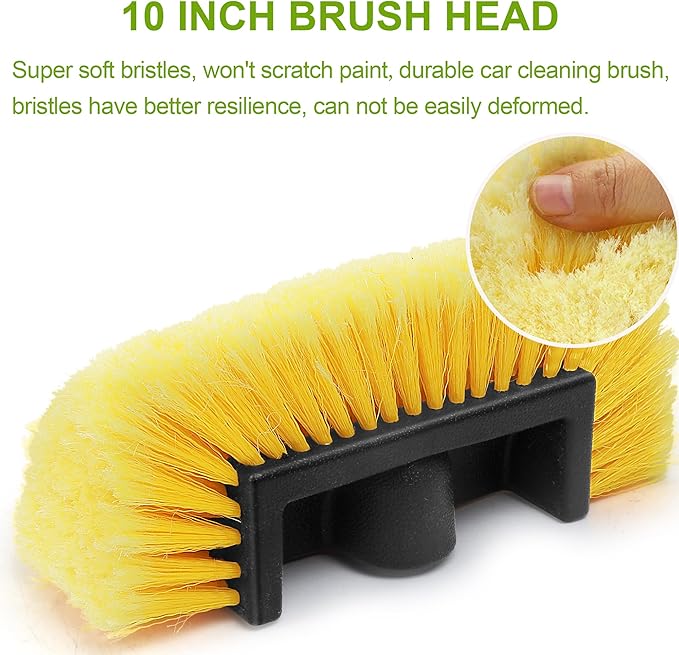 Anyyion 10 Inch Car Wash Brush Head，Soft Bristle, Auto RV Truck Boat Camper Exterior Washing Cleaning (2PCS, Yellow)