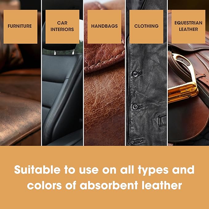 Furniture Clinic Leather Easy Restoration Kit | with Leather Recoloring Balm, Cleaner, Sponge, and Cloth | Repair Kit for Scratched and Faded Furniture (Dark Brown)