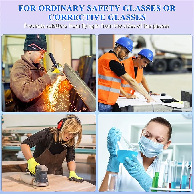 VOSAREA 2 Pairs Glasses Side Safety Glasses Side Flexible Slip on Side Shields for Safety Glasses Fits Small to Large Eyeglasses