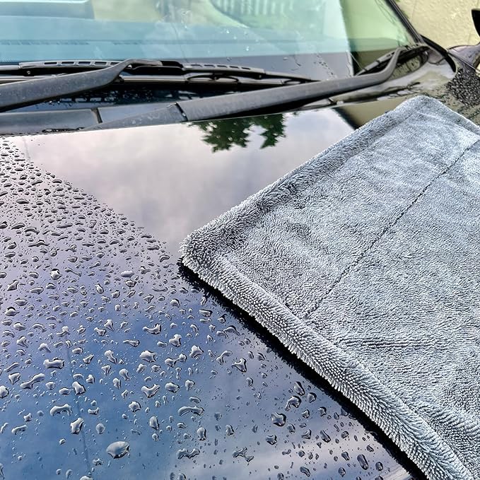 SHSCLY Microfiber Car Drying Towel Large Double Twist Pile 1200GSM Gray 35.5 x 24 Inches Pack of 1
