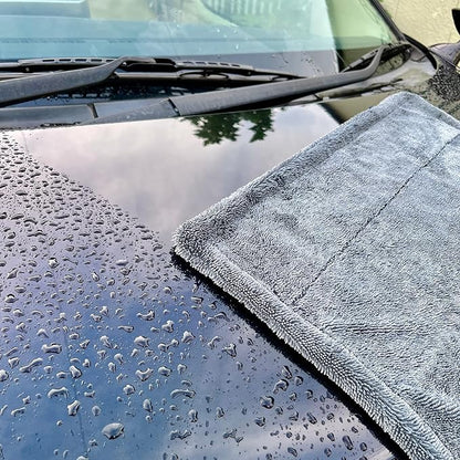 SHSCLY Microfiber Car Drying Towel Large Double Twist Pile 1200GSM Gray 35.5 x 24 Inches Pack of 1
