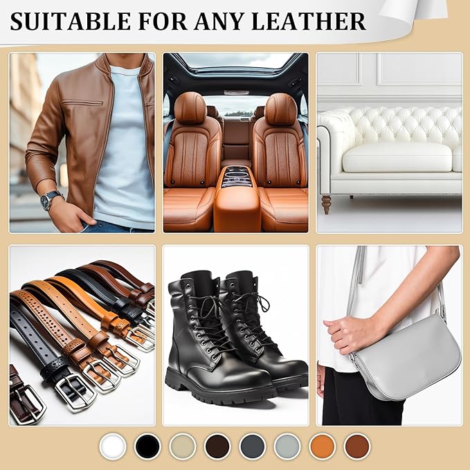 8.8oz Leather Recoloring Balm with 100ml Mink Oil,Medium Brown Leather Repair Kit for Furniture,Leather Repair Cream,Leather Scratch Repair for Car Interior,Leather Conditioner for Couch