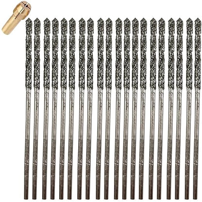 Drilax 1mm Diamond Drill Bit Set (20-Pcs) with Collet | Compatible with Dremel Rotary Tools | for Jewelry Making, Glass, Stone, Seashells & Gemstones