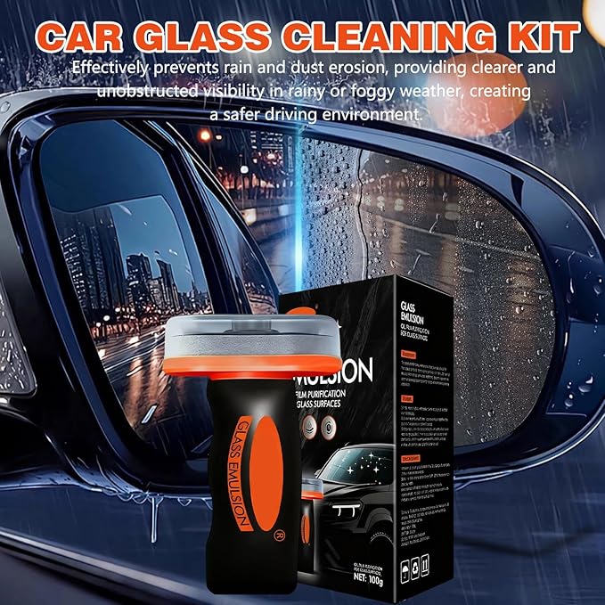 WLLEADG 2Pcs Glass Oil Film Remover for Car, Automotive Oil Film Cleaning Brush for Car Windows, Removes oil film & Smudges, Improve Windshield Clarity and Visibility for Safe Driving