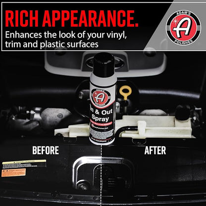 Adam's Polishes in and Out Spray, Car Detail Spray, Non-foaming, Low Gloss Coating, Deep Shine for Plastic and Trim, Good for Hard to Reach Areas, Watermelon Scent (3 Pack)