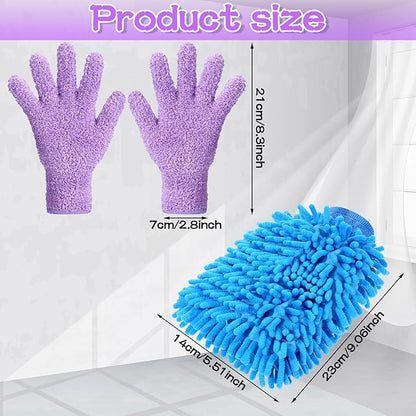 Potchen 6 Pcs Microfiber Dusting Mitt Gloves Microfiber Washable Dusting Gloves Car Wash Mitt for Leaf Cleaning Plant