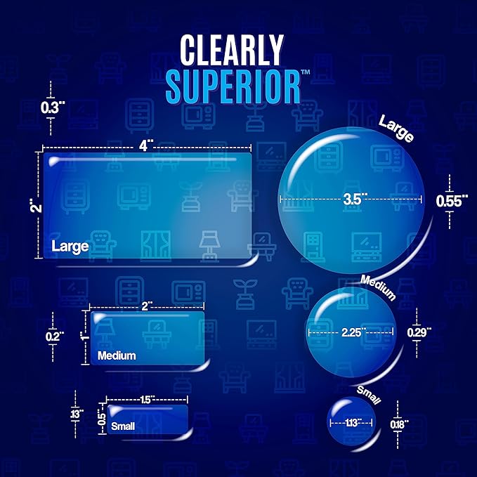 Clearly Superior Multi-Use Bumper Guards - Med 8 Pack Rectangle 2" x 1" x .2" - Protects & Quiets Contact from Furniture, Doors, Dressers, & Appliances - Reusable & Easy to Apply Polymer Gel Bumper