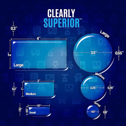 Clearly Superior Multi-Use Bumper Guards - Med 8 Pack Rectangle 2" x 1" x .2" - Protects & Quiets Contact from Furniture, Doors, Dressers, & Appliances - Reusable & Easy to Apply Polymer Gel Bumper