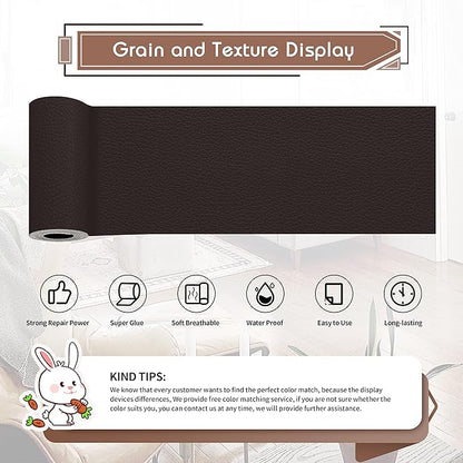 KING MOUNTAIN Leather Repair Patch,4 x 63 Inches self Adhesive Leather Repair Tape for Damaged Leather Furniture, Sofa Seating,Car Seats, Leather Goods(Dark Brown)