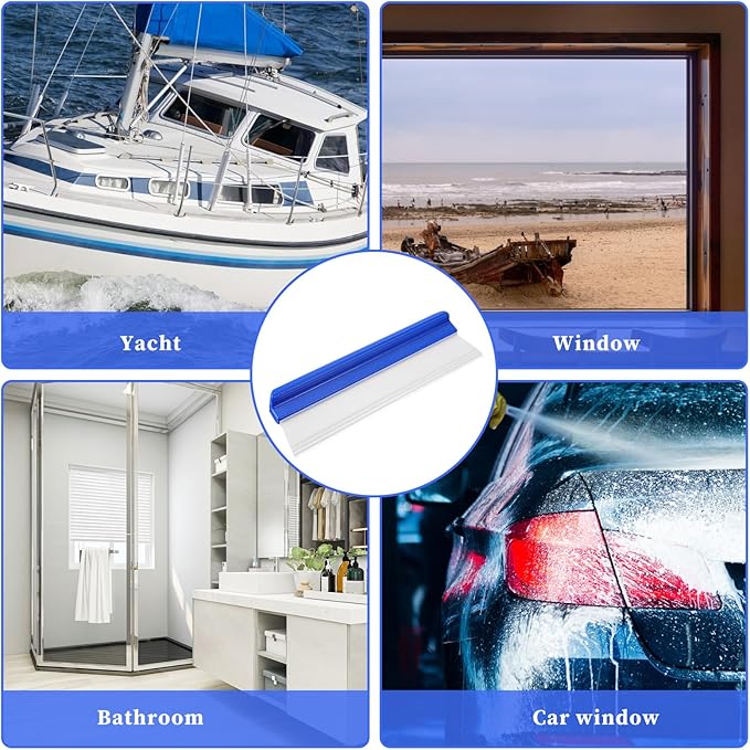 SHENLIU 4 Pack Silicone Car Squeegee 12 inch Flexible Car Water Scraper Tool Silicone Window Squeegee Auto Water Blade Cleaning for Windshield, Glass, Window, Mirror, Shower Doors, Washing & Wiping