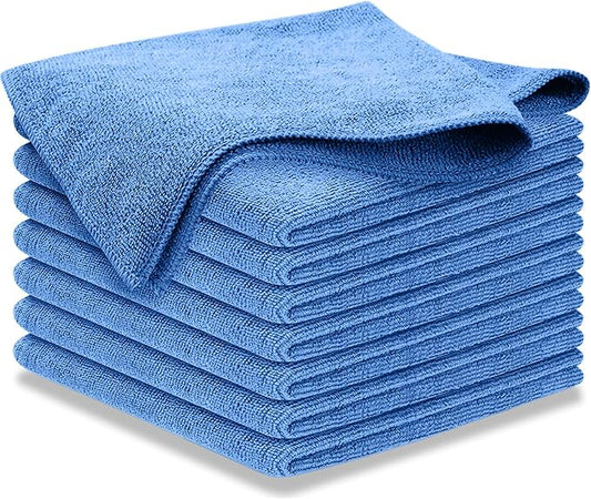 USANOOKS Microfiber Cleaning Cloth - 1200 Washes, Ultra Absorbent Towels Grip Root Weave Grime - 08pack - Blue