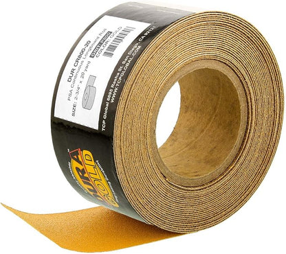 Dura-Gold Premium Gold 800 Grit PSA Longboard Sandpaper, 20 Yard Roll, 2-3/4" Wide, Self Adhesive Stickyback, Woodworking & Automotive Sandpaper Roll, Air File Sand Paper, Auto Sanding Blocks