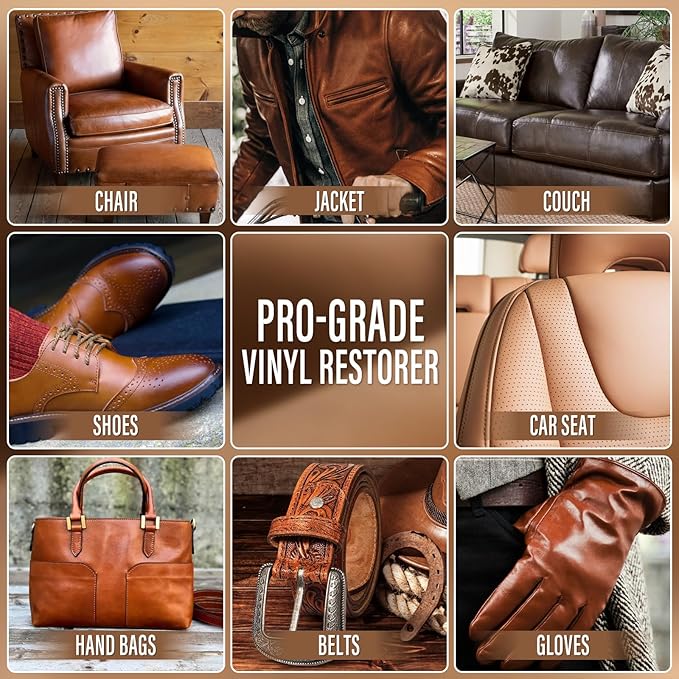 KIKYO Brown Leather Repair Kit, Faux Leather Chair & Couch Repair Kit for Furniture, Sofa, Purse, Belt, Super Easy Match Colors and Fix Scratches, Tears, Fade, Holes on PU, Genuine & Pleather