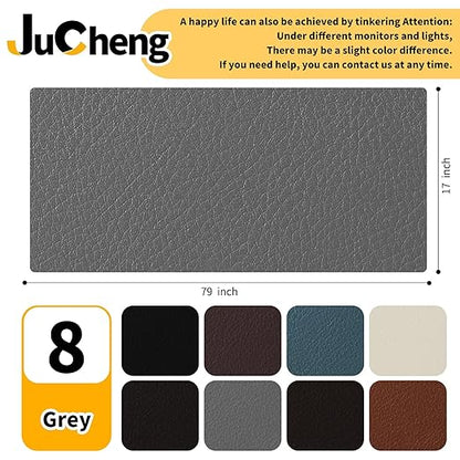 JuCheng Leather Repair Kit -Leather Repair Patch Self-Adhesive Waterproof Patch & Glue for Furniture, Car Seats, Sofa, Couch, Vinyl - Instant Fix for Tears & Scratches (Grey, 17X79 inch)