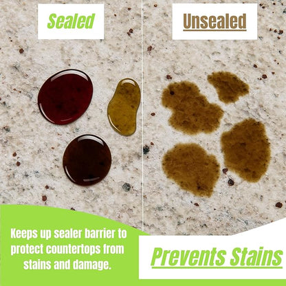 Granite Plus (Cleaner & Sealer) Deep Cleans & Seals All Natural Stone Countertops + Ultimate Grout Cleaner with Brush – Safe for Natural Stone - Acid Free - Lifts Dirt & Stains (2pack)
