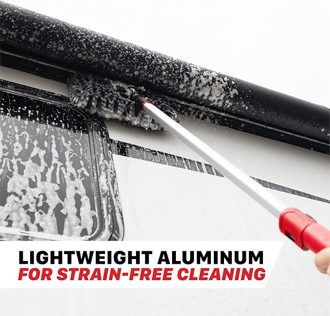 Maxshine IncrediStick Car Wash Stick | Extends to 4ft with Lightweight Aluminum Handle | Includes Microfiber & Chenille Covers | Secure Grip, Compact Design, Cleaning Tool for Cars, Trucks & RVs
