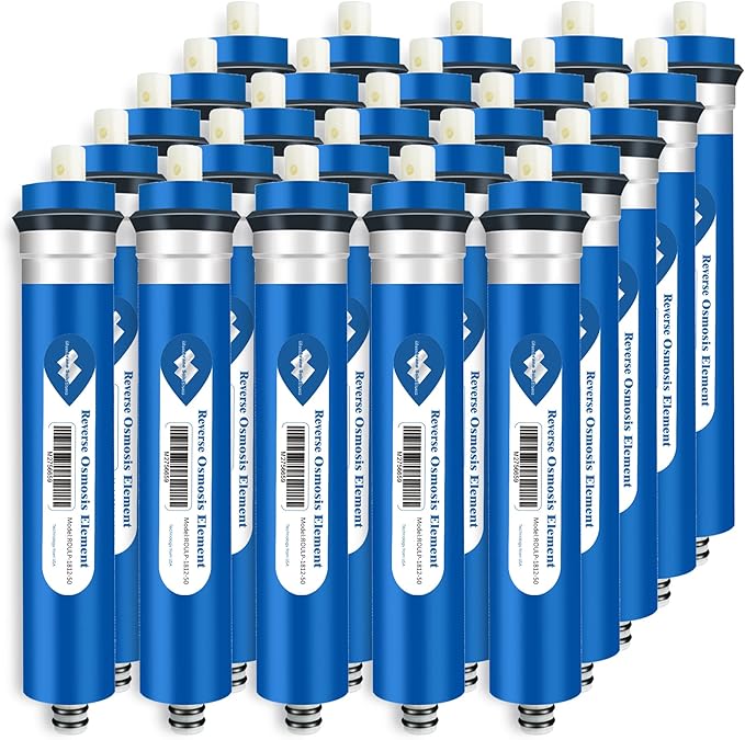 Membrane Solutions Reverse Osmosis Membrane 50 GPD 11.75"x1.75" RO Membrane Water Filter Replacement Fits Under Sink RO Drinking Water Purifier System 25-Pack