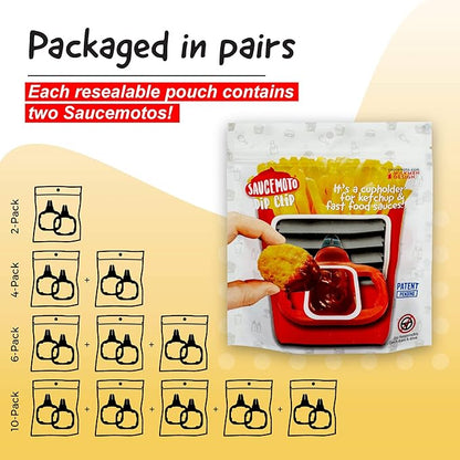 Saucemoto Dip Clip | An in-car sauce holder for ketchup and dipping sauces. As seen on Shark Tank (4 Pack, Black)