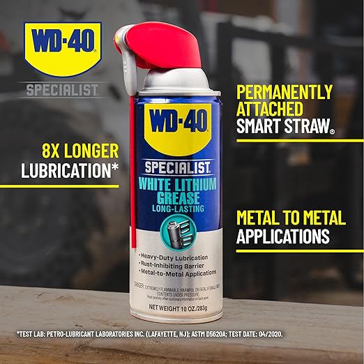 WD-40 Specialist White Lithium Grease Spray with SMART STRAW SPRAYS 2 WAYS, 10 OZ [6-Pack]