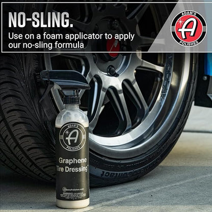 Adam's Polishes Graphene Tire Dressing - Deep Black Finish W/Graphene Non Greasy Car Detailing Use W/Tire Applicator After Tire Cleaner & Wheel Cleaner | Ceramic Coating Like Tire Protection (2-Pack)