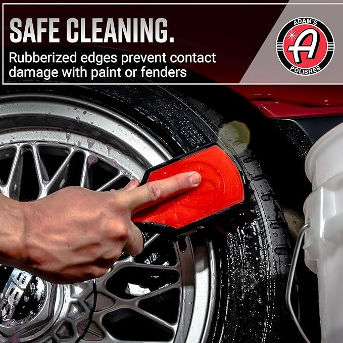 Adam's Polishes Tire Brush Premium Tire Brush for Car Detailing & Rubber Tire Car Cleaning| Use W/Tire Cleaner or All Purpose Cleaner & Before Tire Shine or Wheel Cleaner